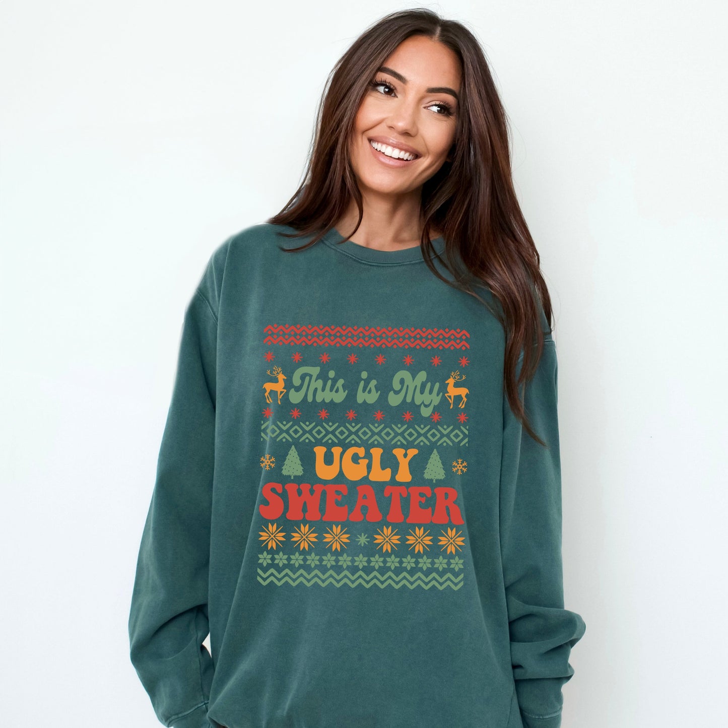 Ugly Sweater Deer | Garment Dyed Sweatshirt