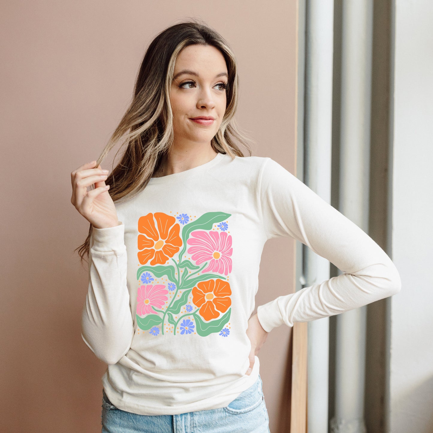 Boho Floral Collage | Long Sleeve Graphic Tee