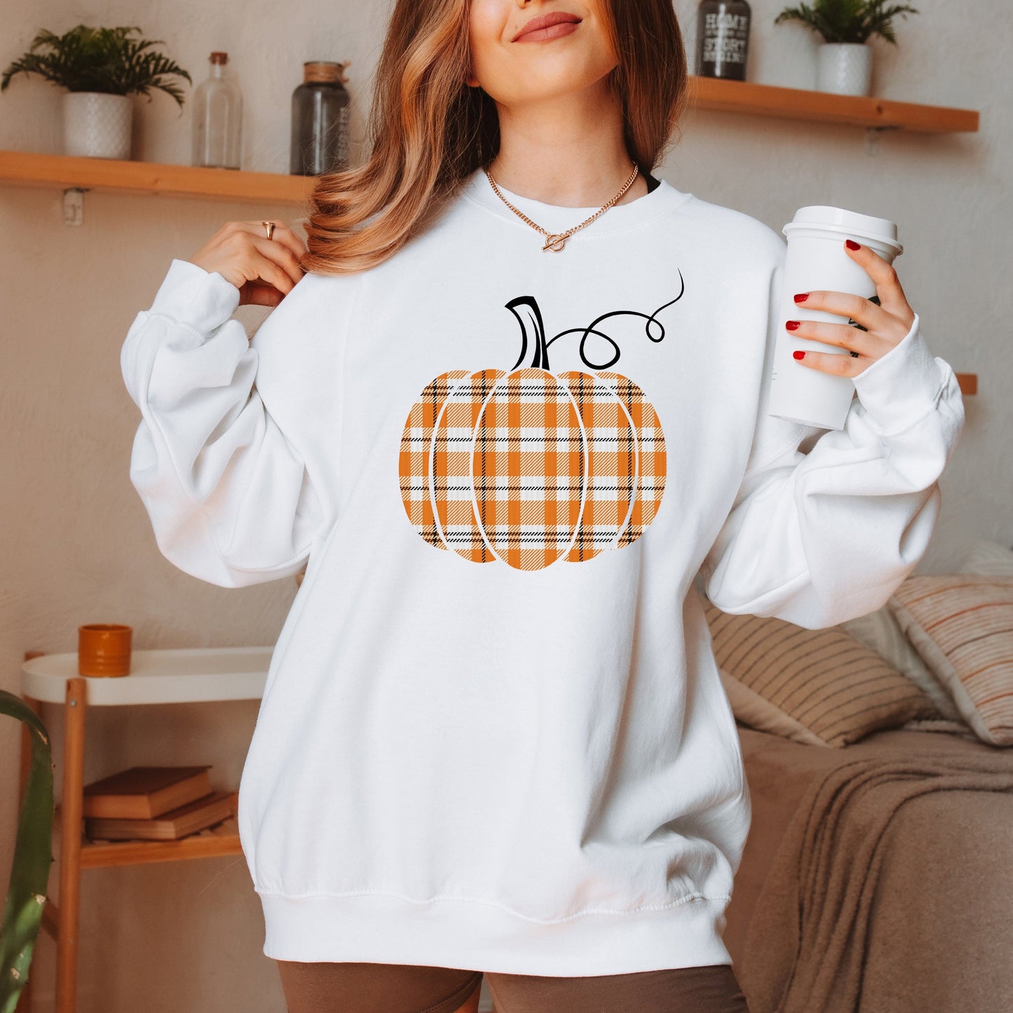 Orange Plaid Pumpkin | Sweatshirt