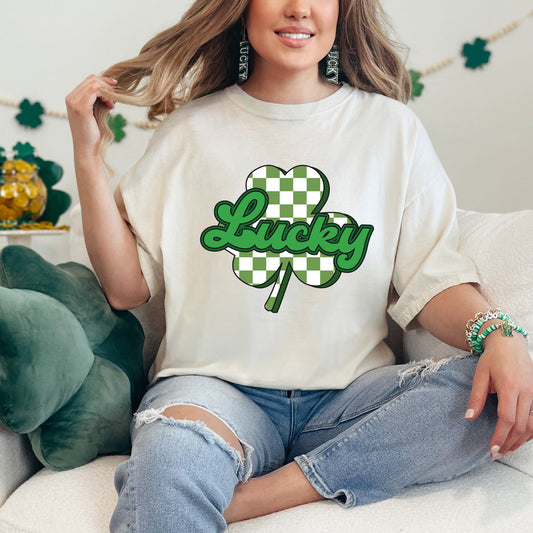 Lucky Cursive Shamrock | Garment Dyed Tee