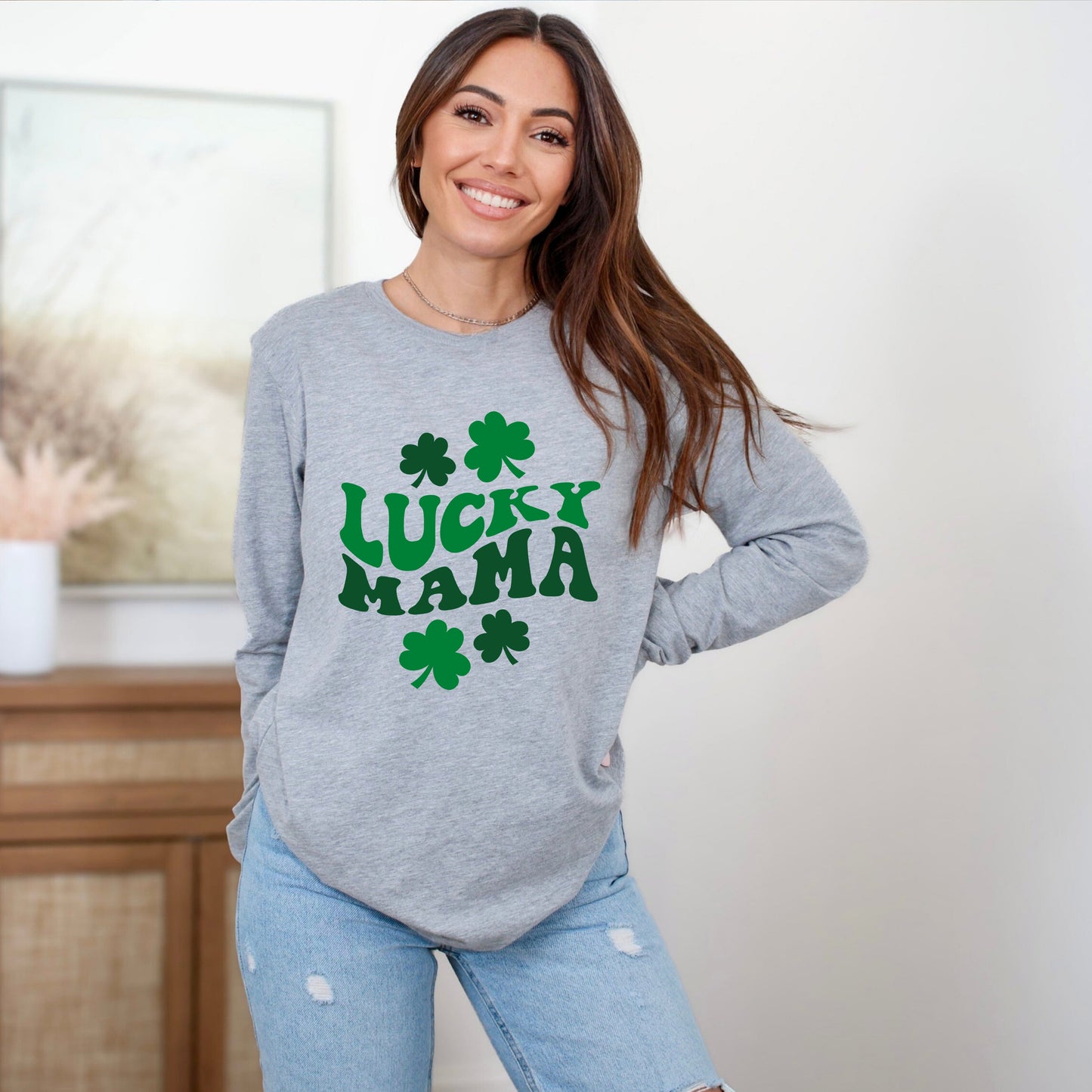 Lucky Mama Clovers | Long Sleeve Crew Neck