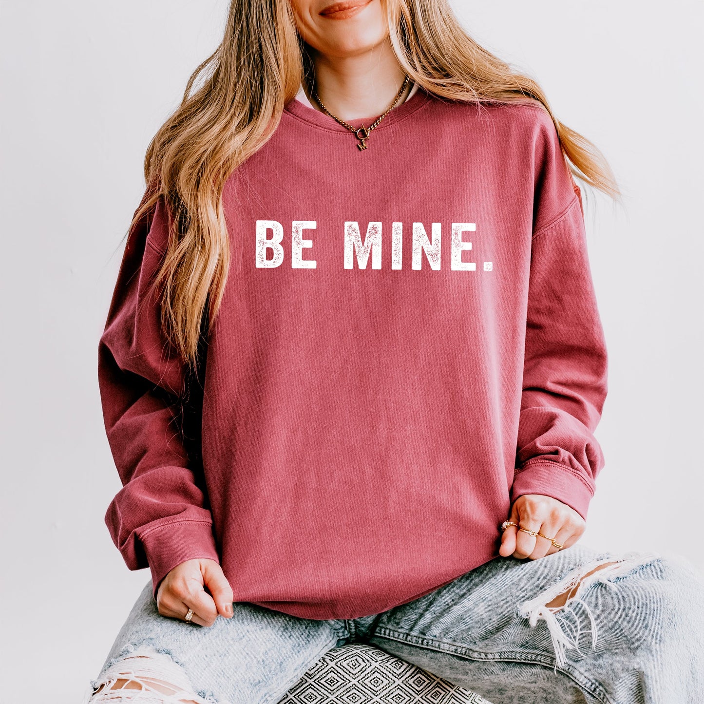 Be Mine Block| Lightweight Garment Dyed Sweatshirt