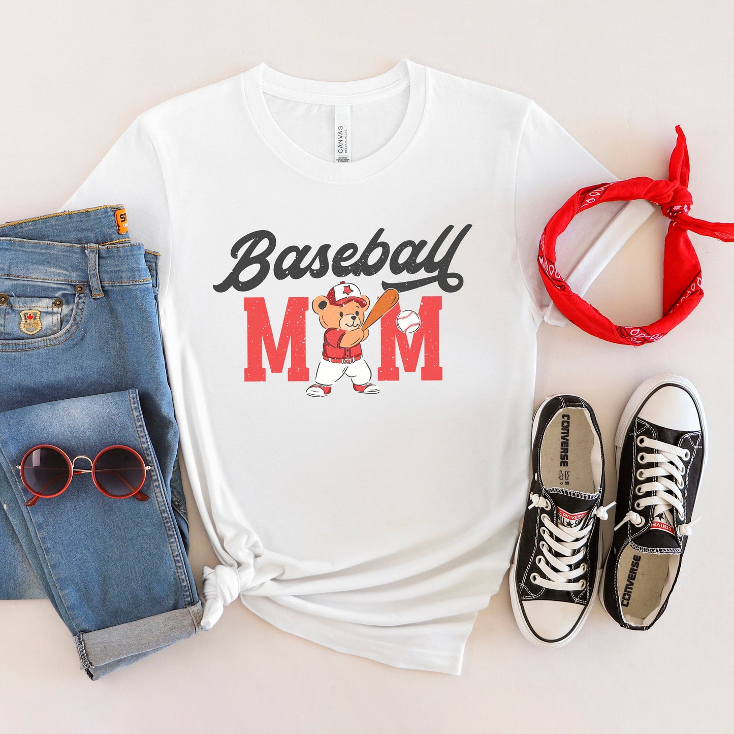 Baseball Mom Teddy Bear | Short Sleeve Graphic Tee