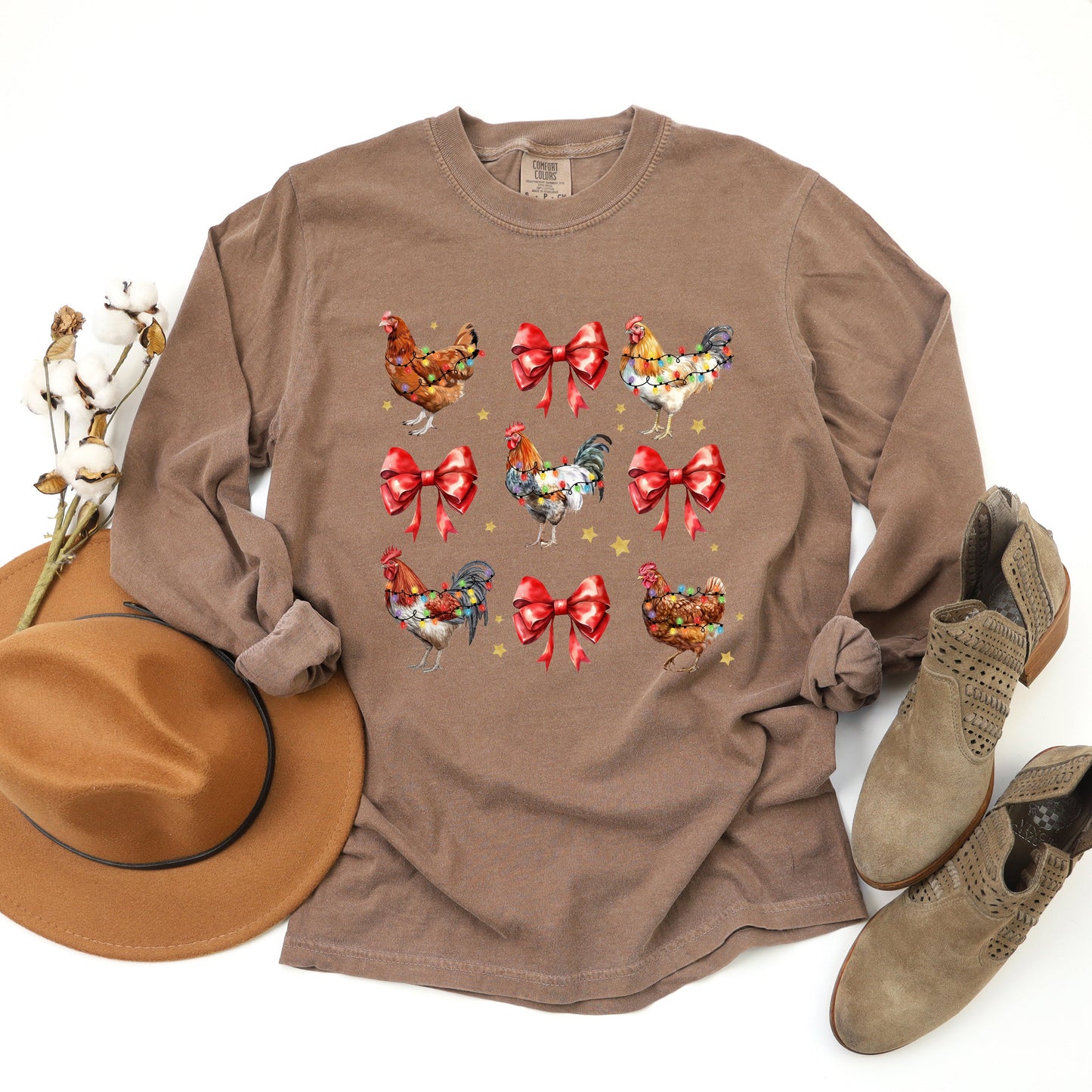 Coquette Christmas Chicken | Garment Dyed Long Sleeve