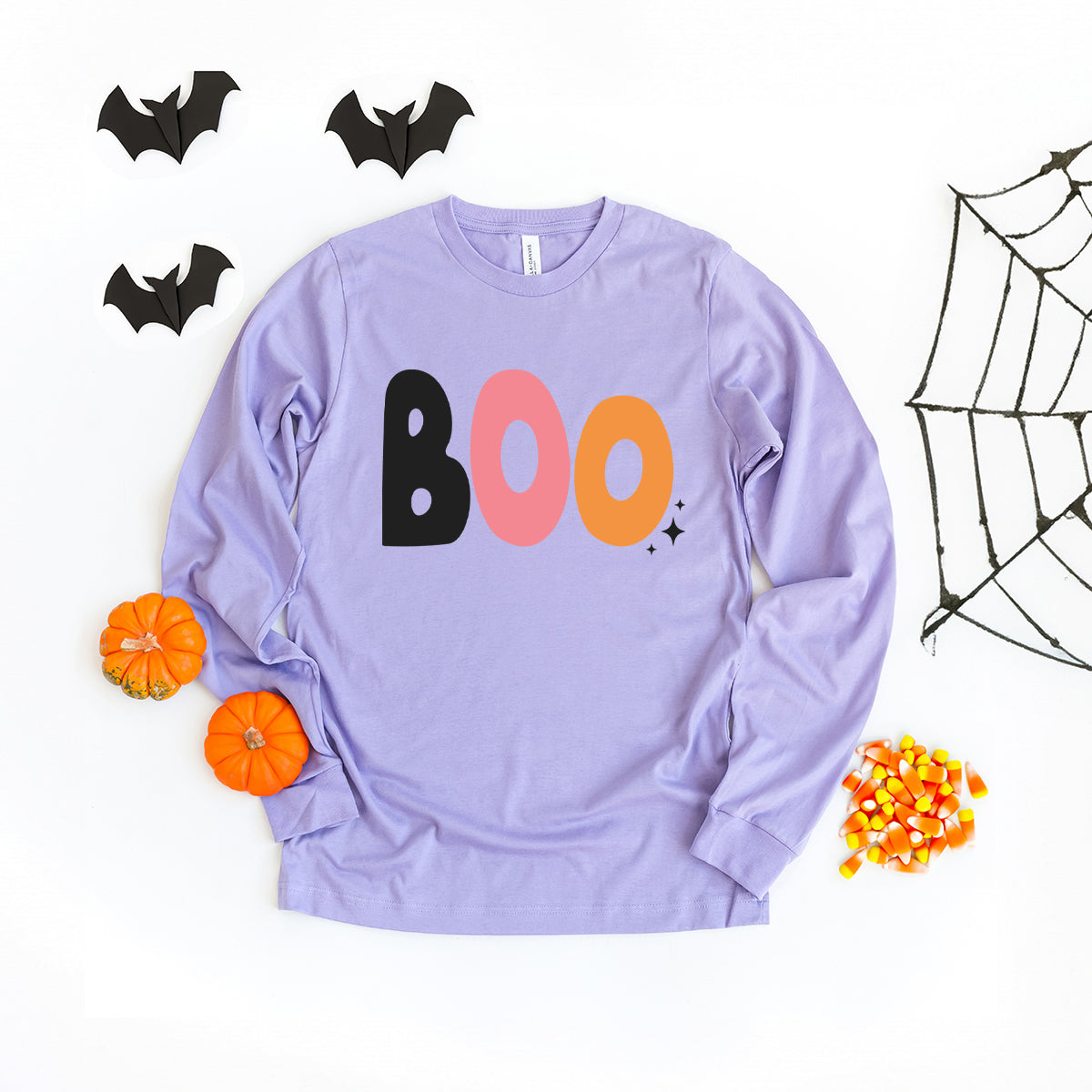 Boo Colorful Stars | Long Sleeve Crew Neck