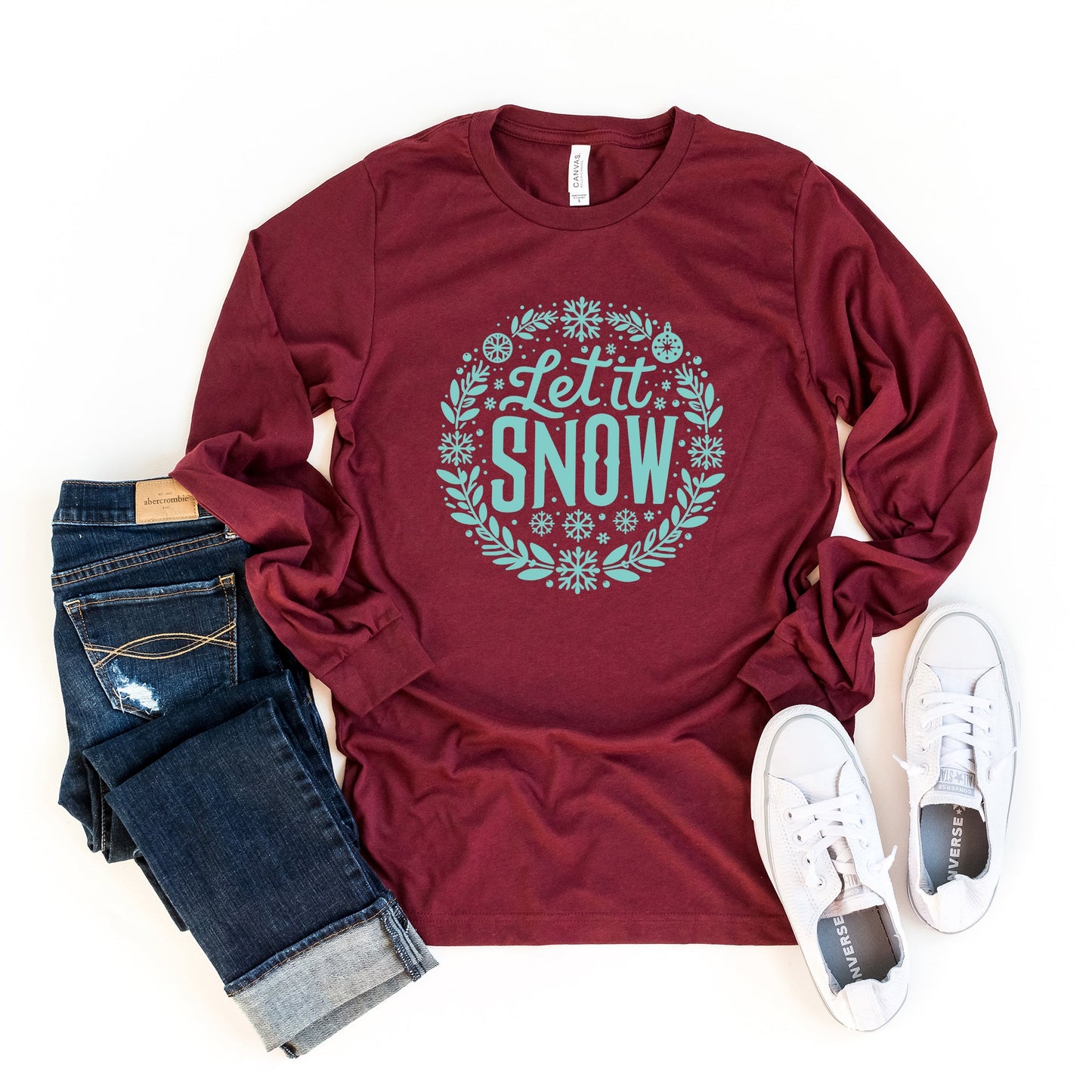 Let It Snow Wreath | Long Sleeve Crew Neck