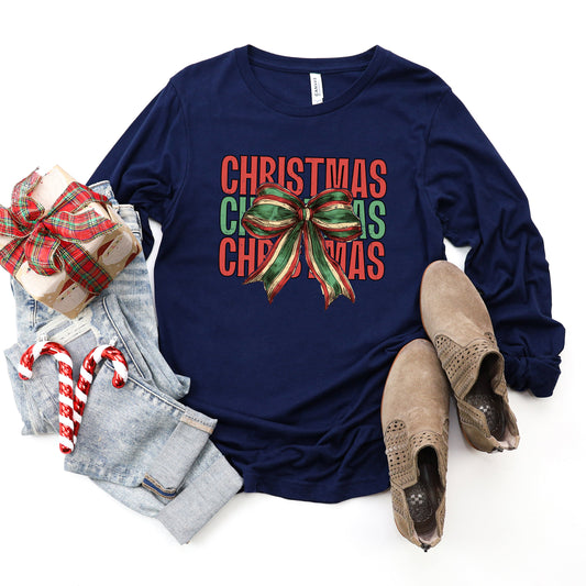 Coquette Christmas Stacked | Long Sleeve Crew Neck