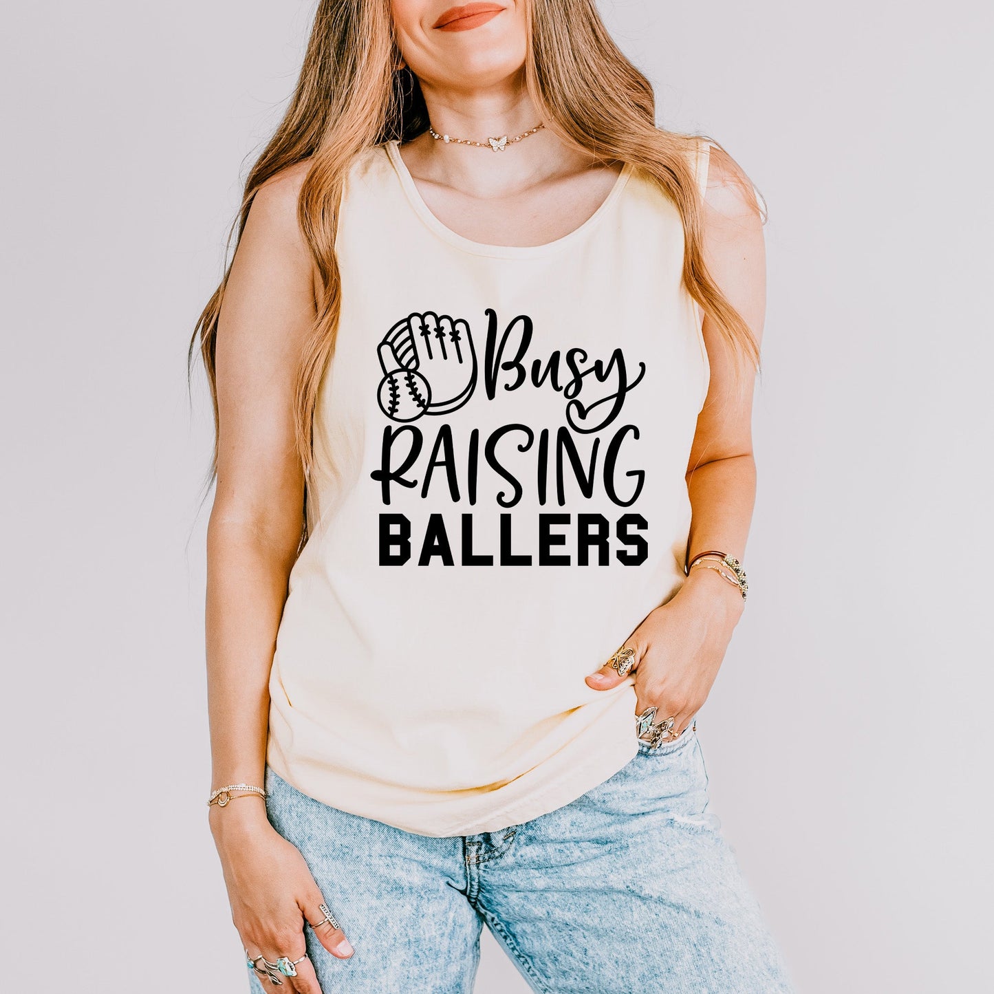 Busy Raising Ballers Baseball | Garment Dyed Tank