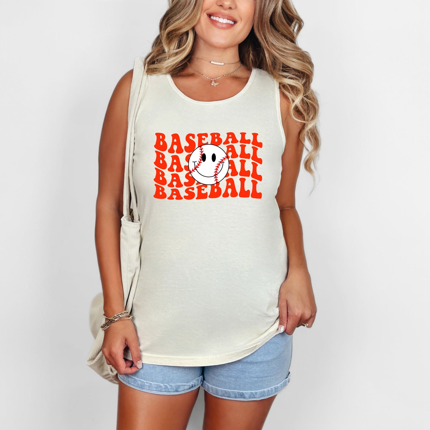 Baseball Stacked Smiley Face | Garment Dyed Tank