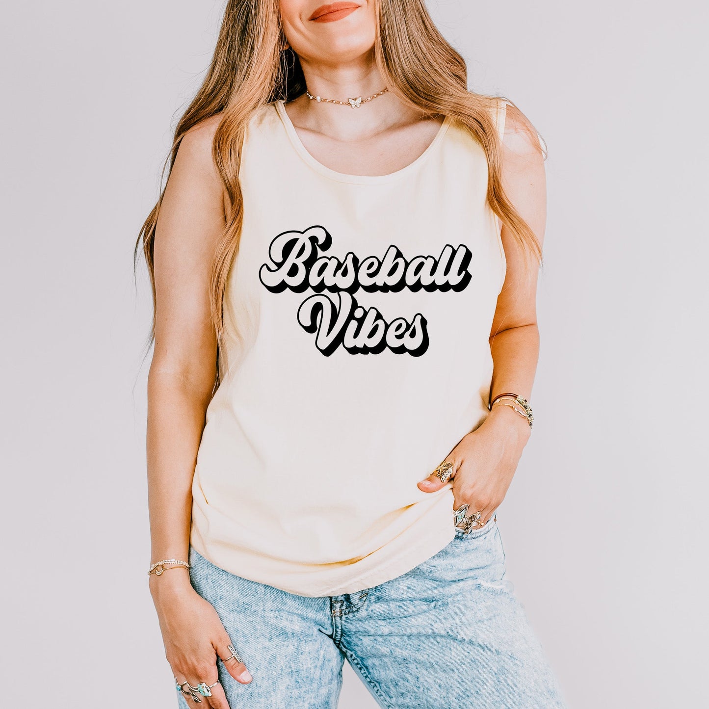 Baseball Vibes Cursive | Garment Dyed Tank