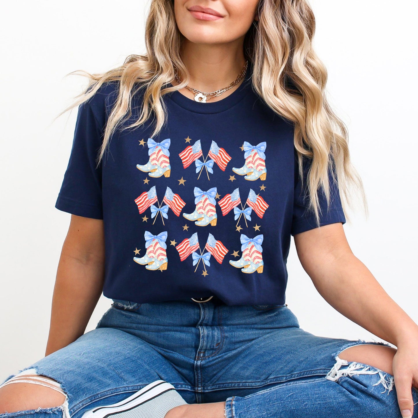 Coquette Patriotic Cowgirl Boots Chart | Short Sleeve Graphic Tee