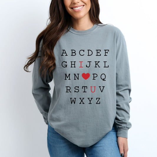 Alphabet I Love You | Garment Dyed Long Sleeve