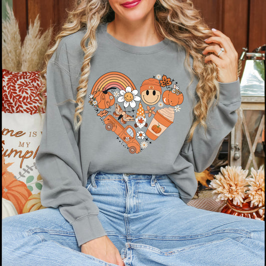 Fall Collage Heart | Garment Dyed Sweatshirt