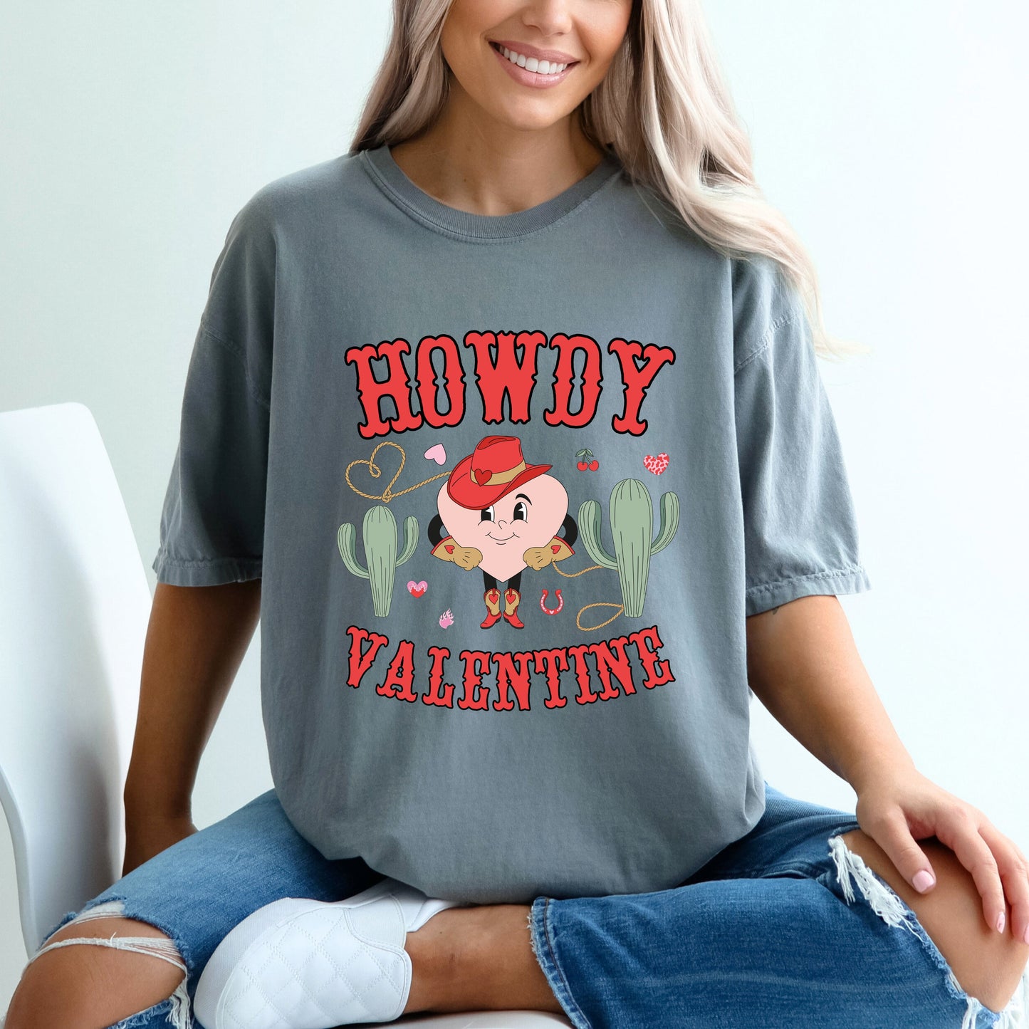 Howdy Valentine Heart | Garment Dyed Tee