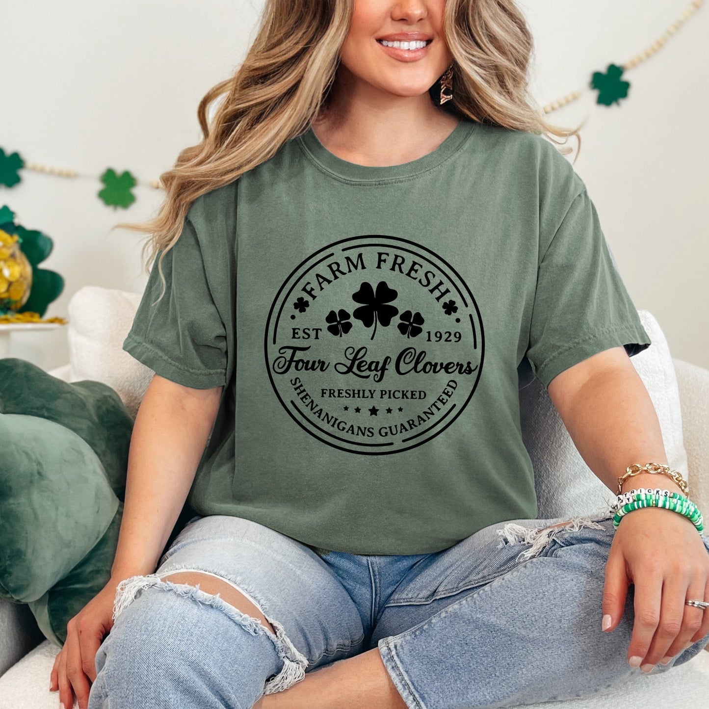 Farm Fresh Four Leaf Clovers | Garment Dyed Tee