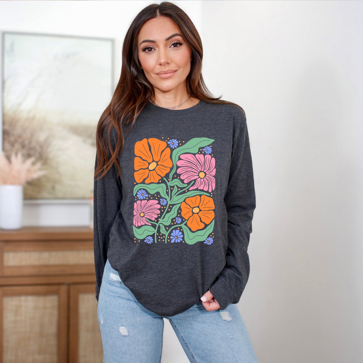 Boho Floral Collage | Long Sleeve Graphic Tee