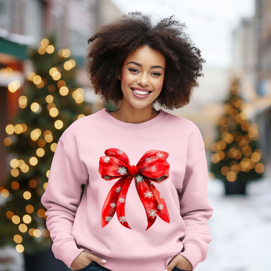 Coquette Christmas Snowflake Bow | Sweatshirt