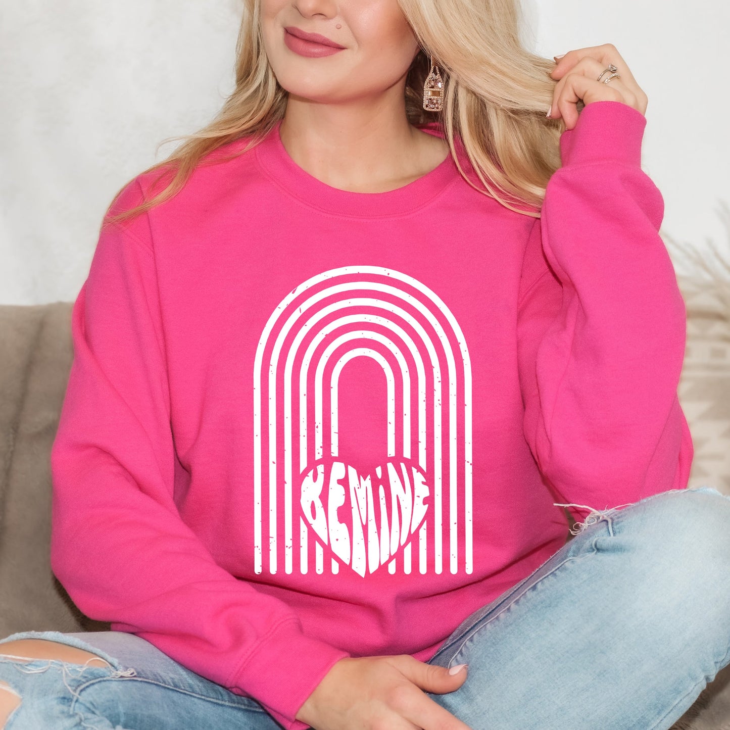 Rainbow Be Mine Heart Distressed | Sweatshirt