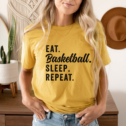 Eat Sleep Basketball Repeat | Short Sleeve Graphic Tee