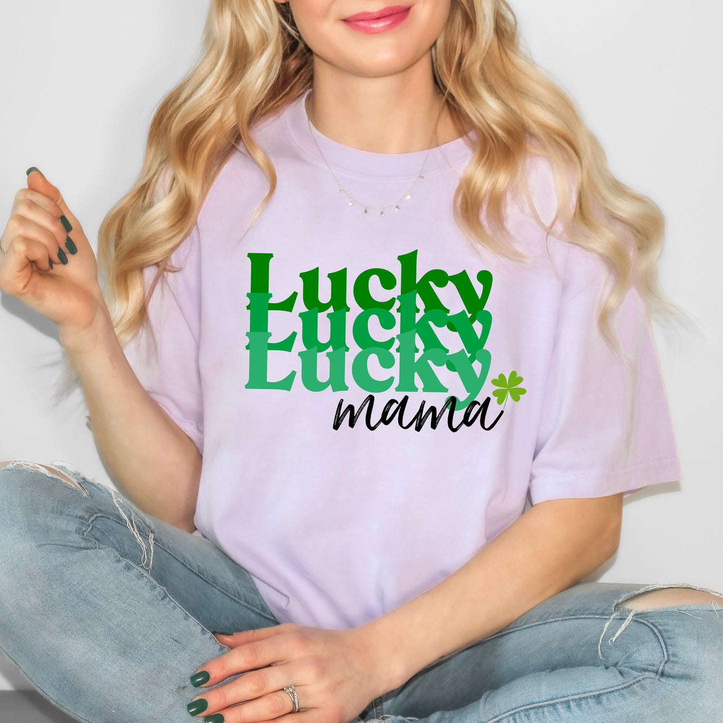 Lucky Mama Stacked | Garment Dyed Tee