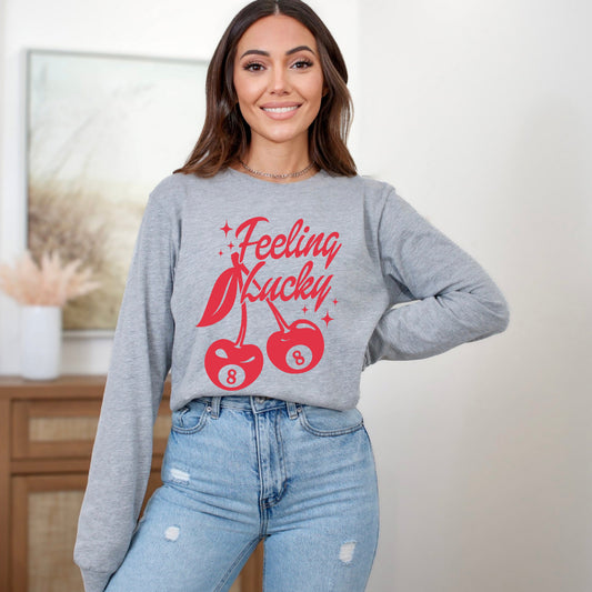 Feeling Lucky Cherries | Long Sleeve Crew Neck