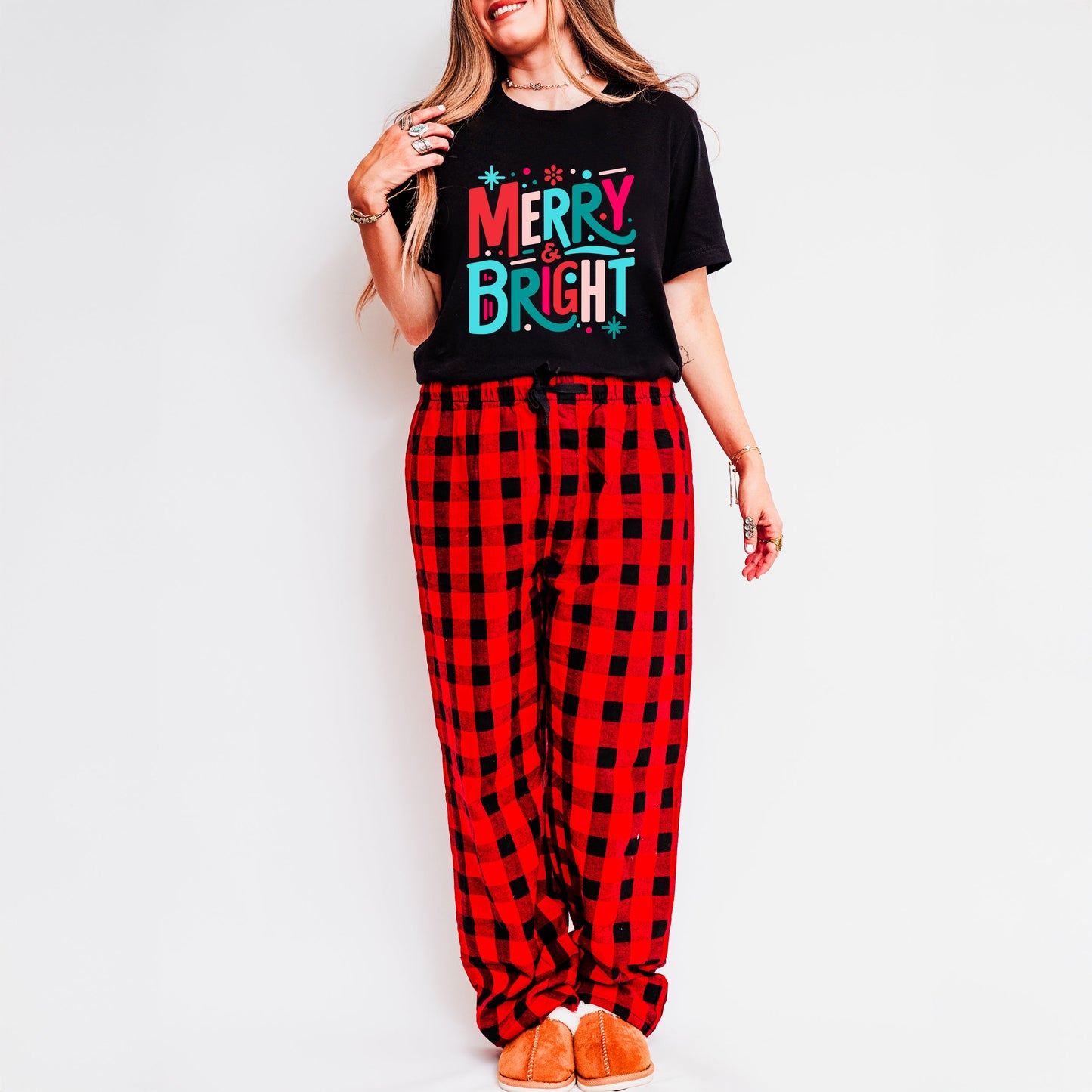 Merry And Bright Abstract | Plaid Pajama Set