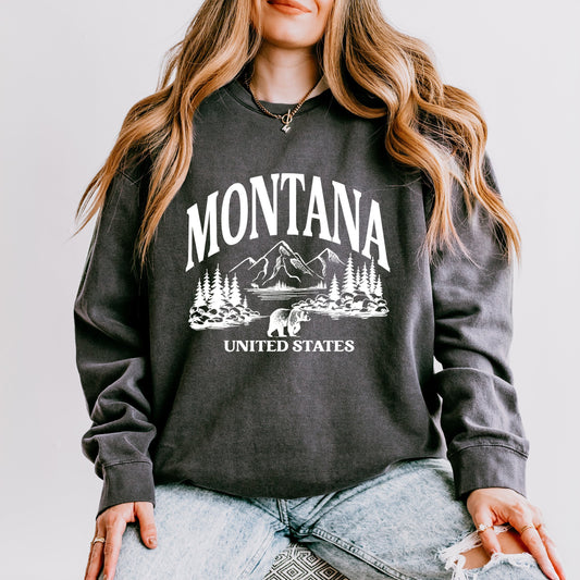 Montana Forest Scene | Lightweight Garment Dyed Sweatshirt