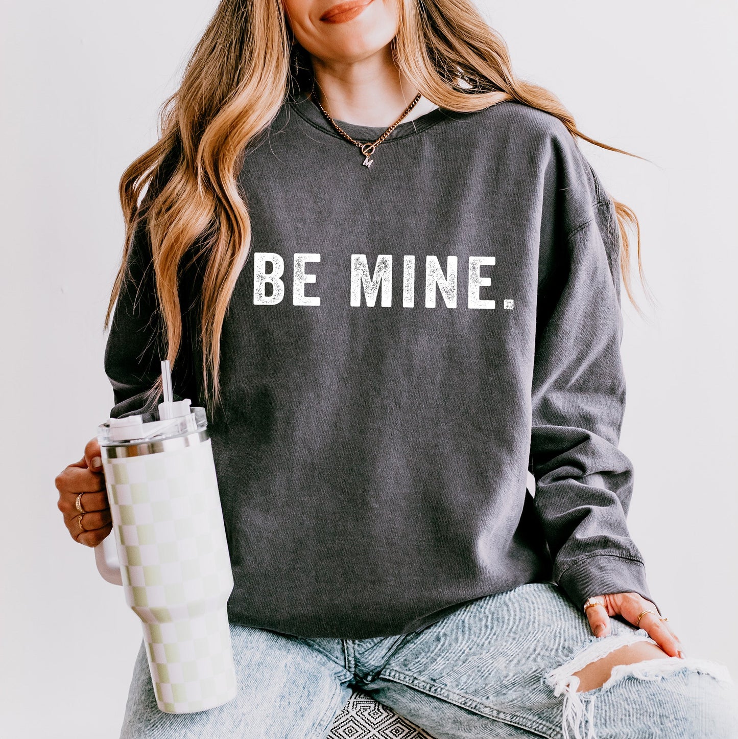 Be Mine Block| Lightweight Garment Dyed Sweatshirt