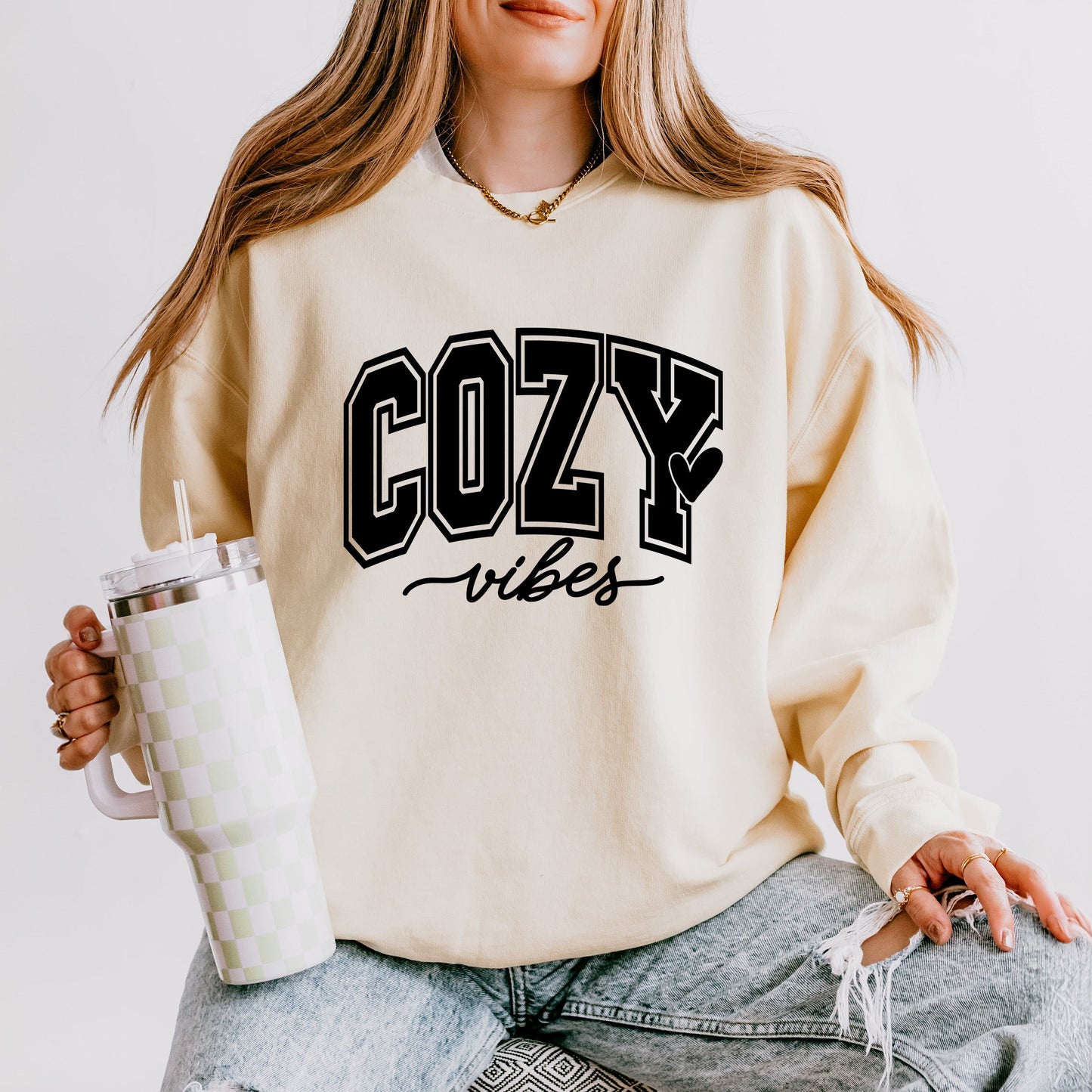 Cozy Vibes Bold | Lightweight Garment Dyed Sweatshirt