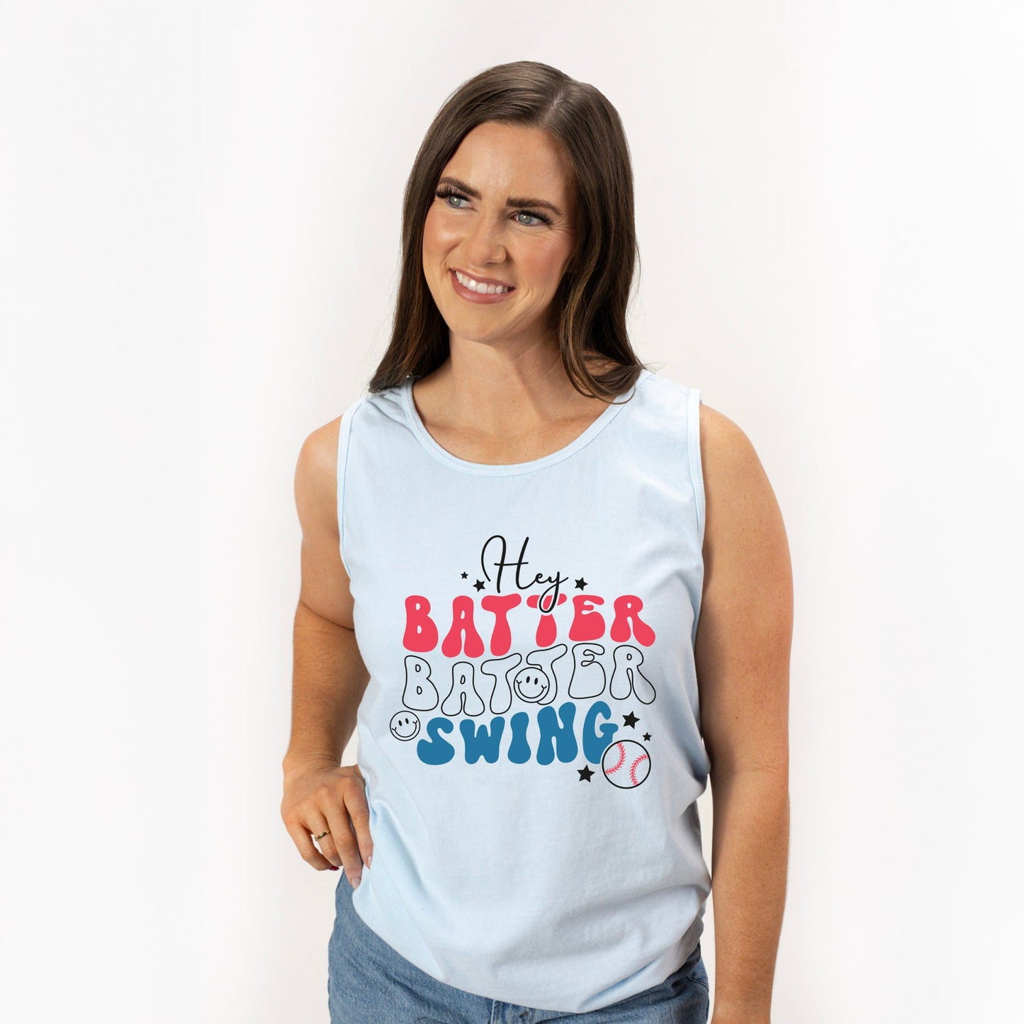 Batter Batter Red White Blue | Garment Dyed Tank