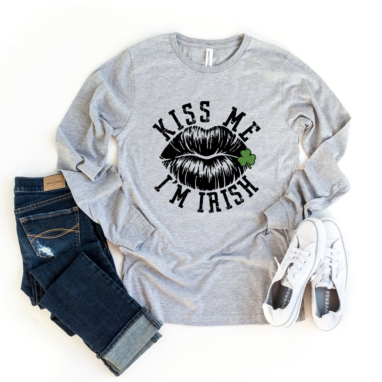 Kiss Me Irish Lips | Long Sleeve Crew Neck