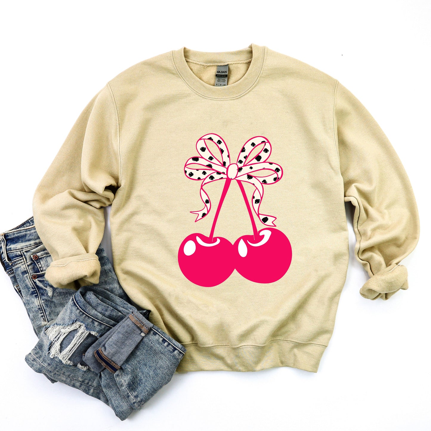 Coquette Cherries Spotted Bow | Sweatshirt