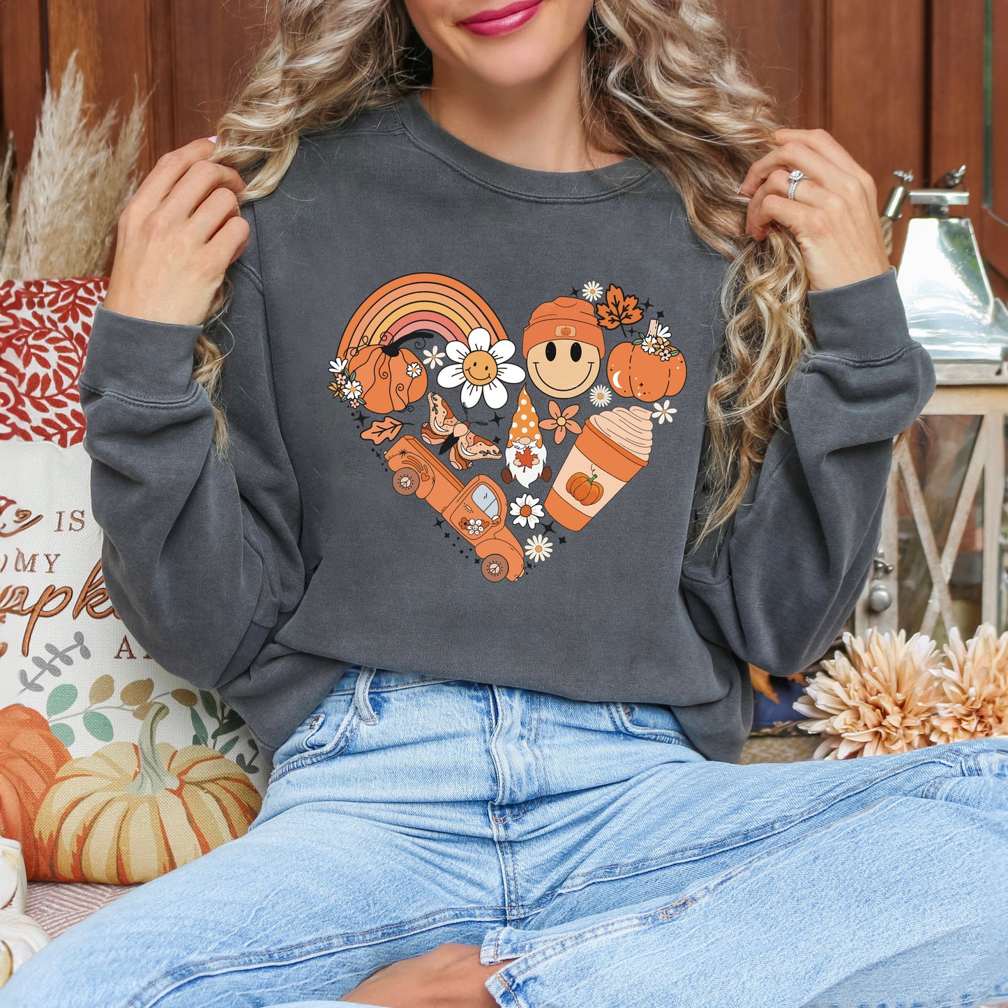 Fall Collage Heart | Garment Dyed Sweatshirt