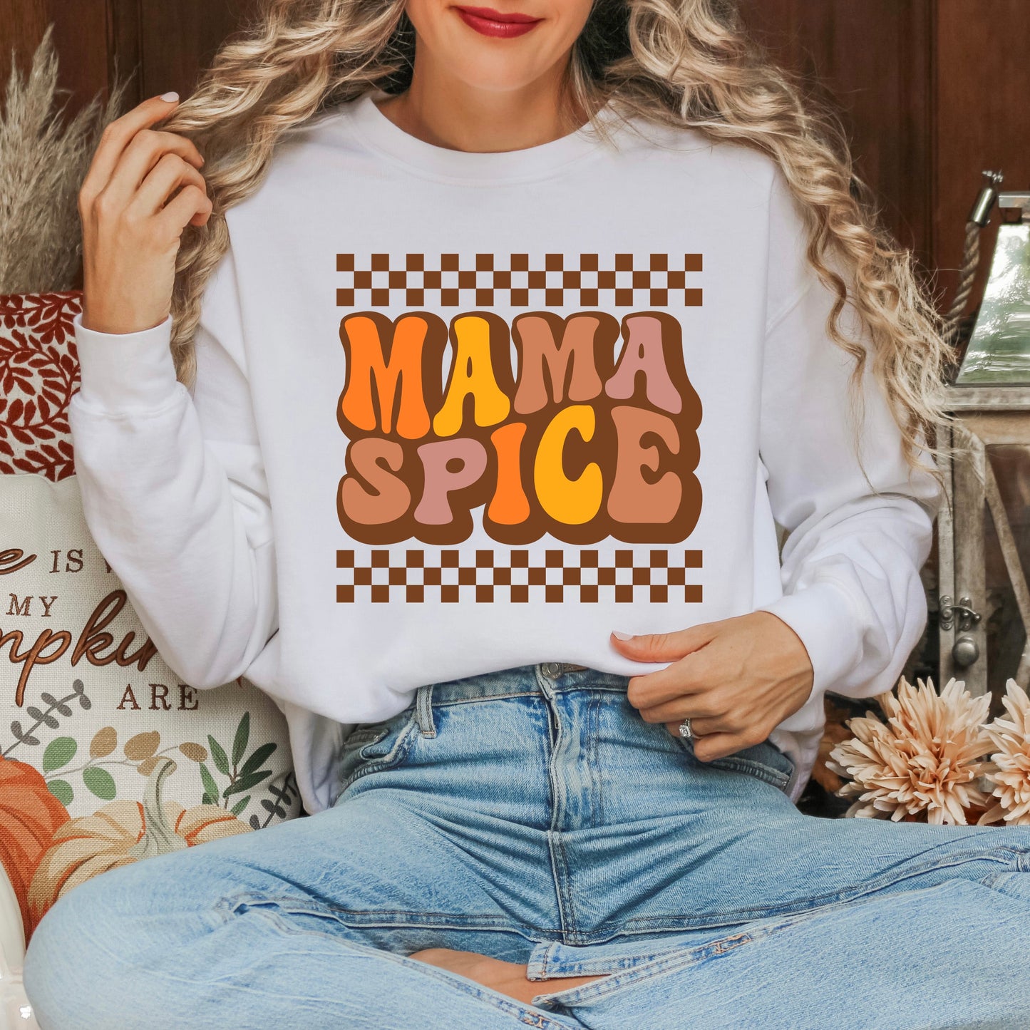 Mama Spice Checkered | Garment Dyed Sweatshirt