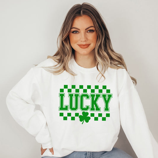 Checkered Lucky Shamrock | Sweatshirt