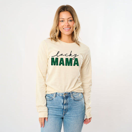 Lucky Mama Buffalo Plaid | Long Sleeve Crew Neck