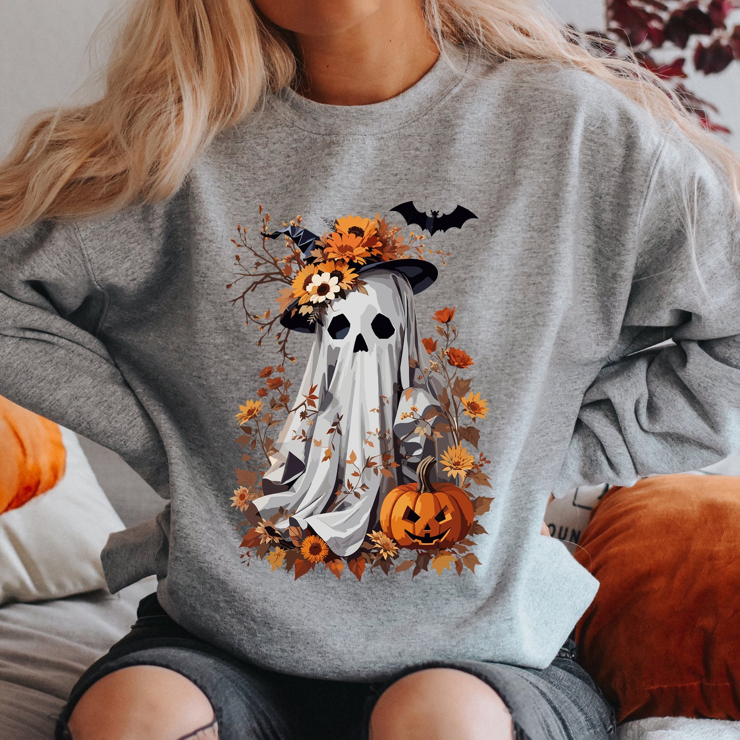 Floral Halloween Ghost | Sweatshirt