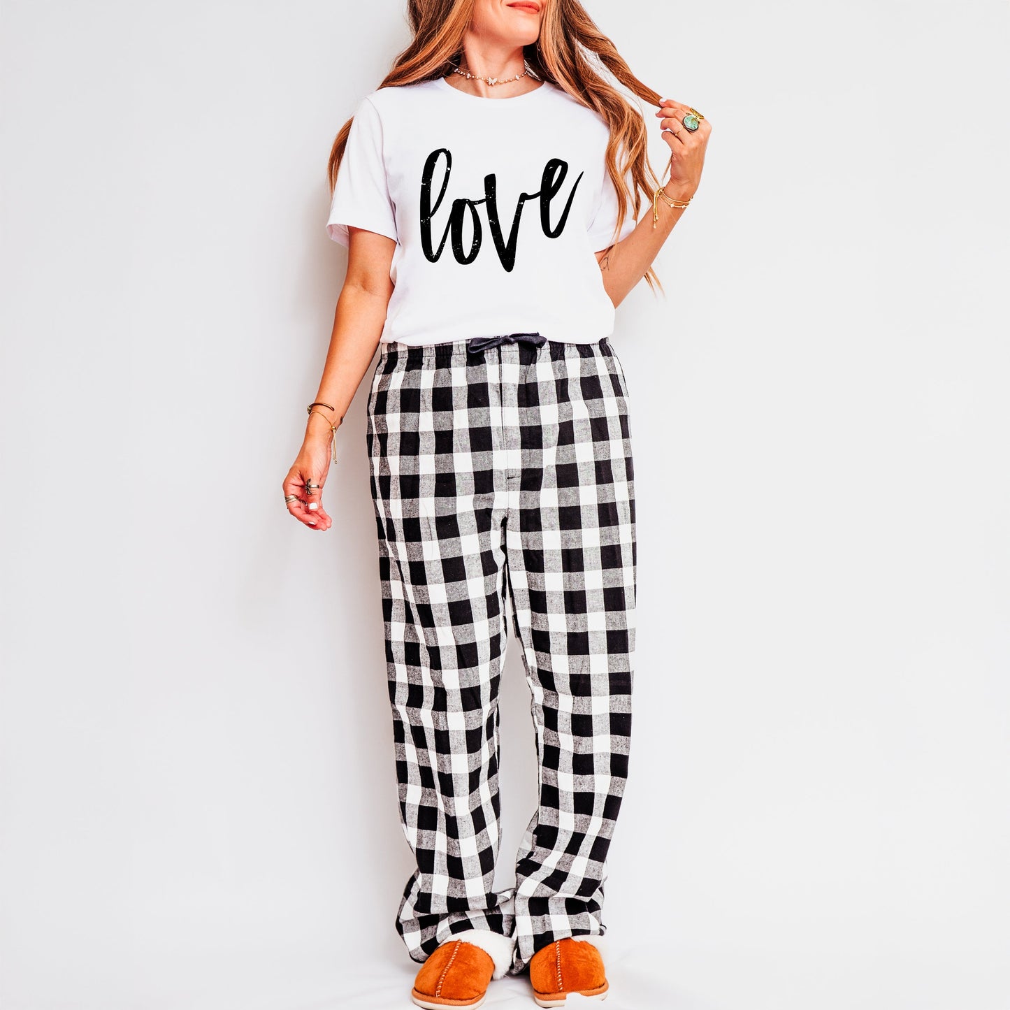 Love Cursive | Plaid Pajama Set