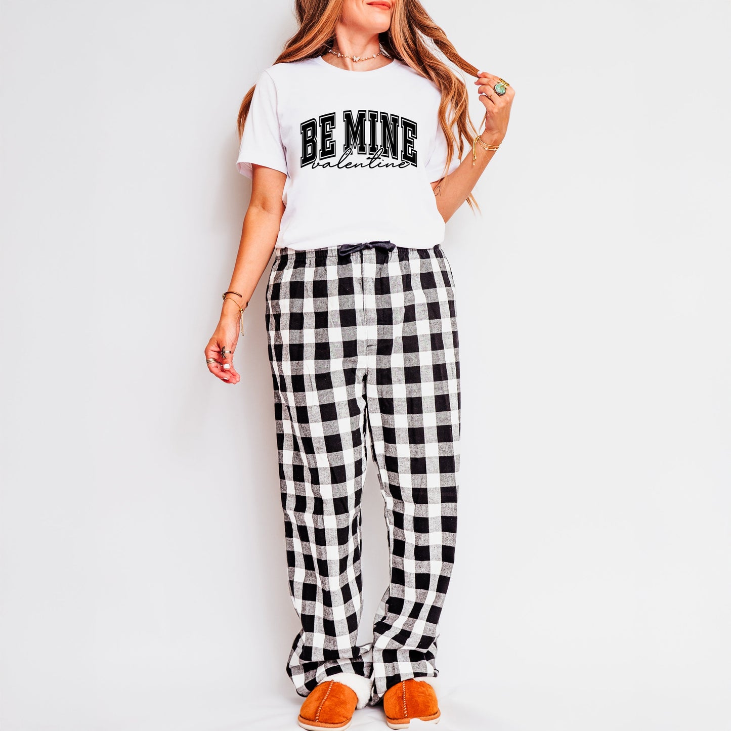 Be Mine Valentine Varsity | Plaid Pajama Set