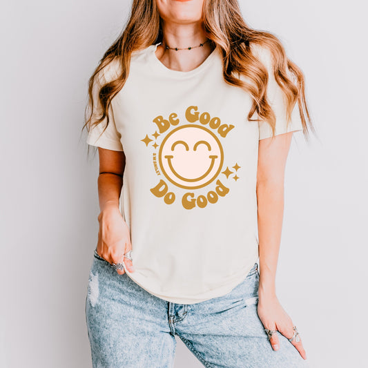 S.W.Smiley Be Good Do Good Smiley Face - Women's Short Sleeve Graphic T-Shirt