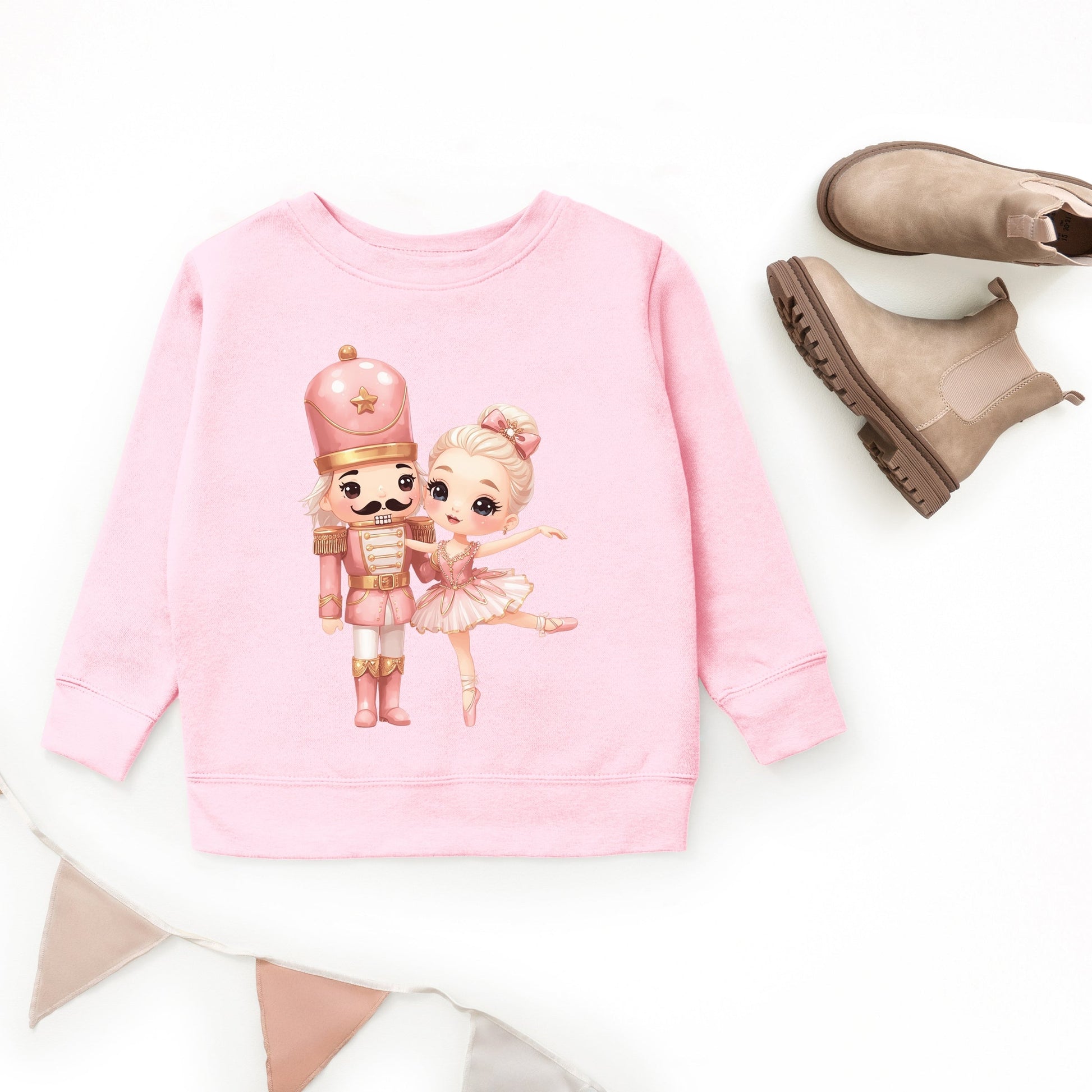 Pink Nutcracker Ballerina - Toddler Graphic Sweatshirt and Youth Graphic Sweatshirt