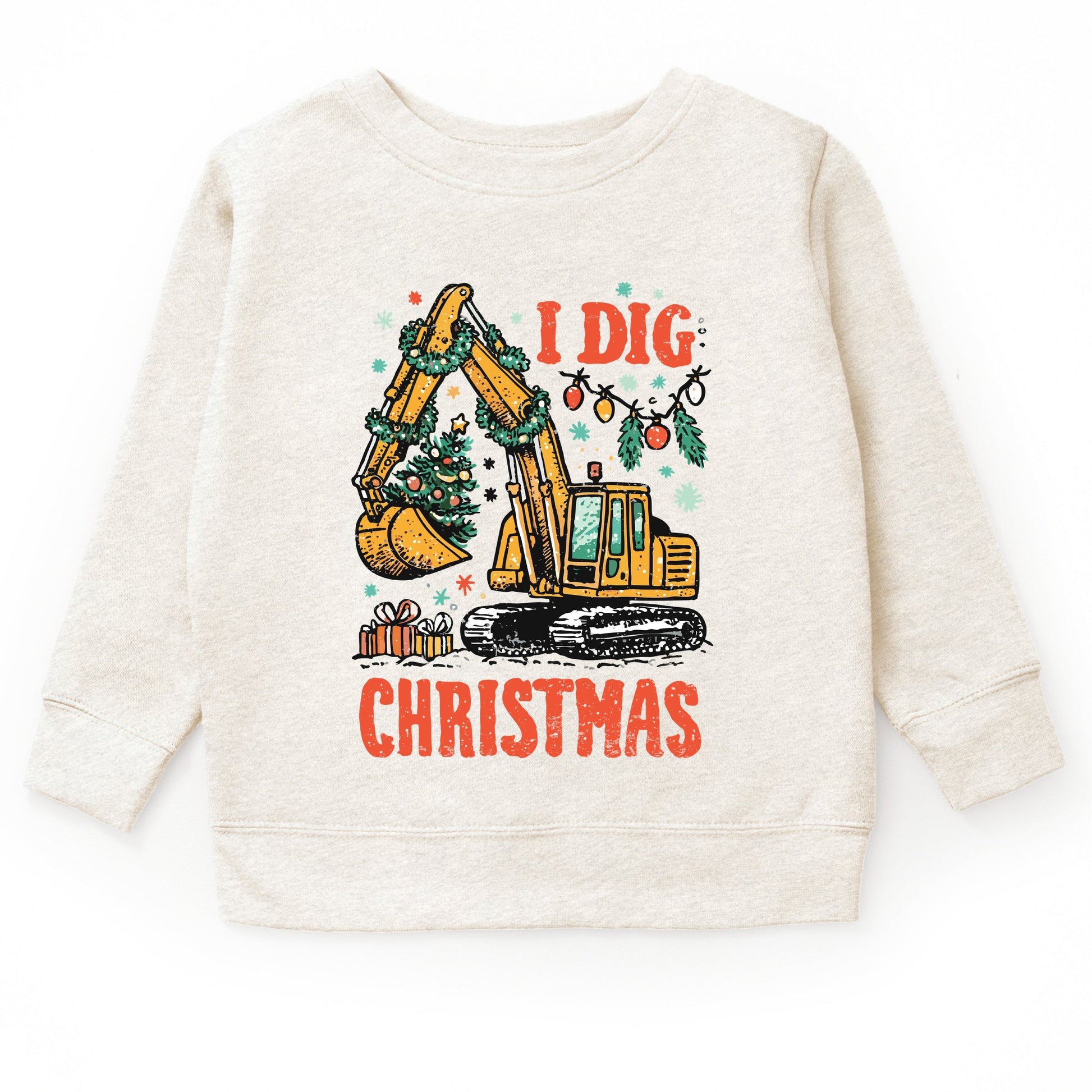 I Dig Christmas Excavator - Toddler Graphic Sweatshirt and Youth Graphic Sweatshirt