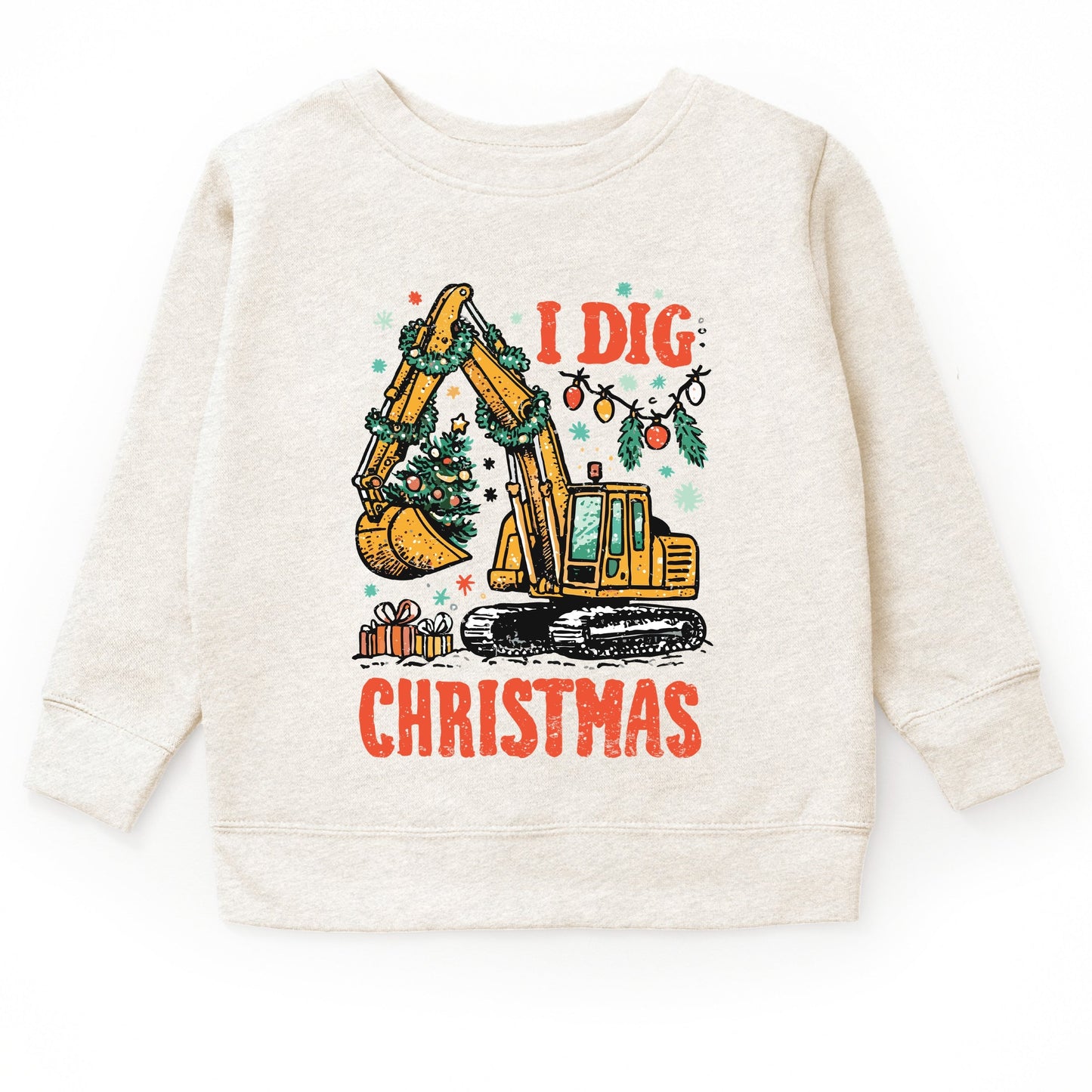 I Dig Christmas Excavator - Toddler Graphic Sweatshirt and Youth Graphic Sweatshirt