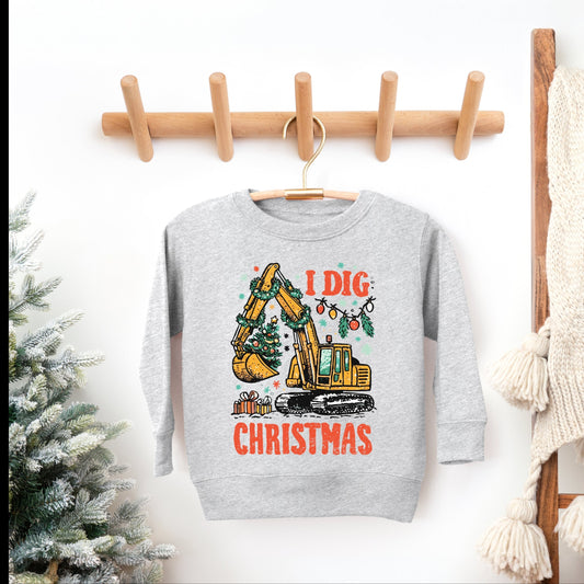 I Dig Christmas Excavator - Toddler Graphic Sweatshirt and Youth Graphic Sweatshirt