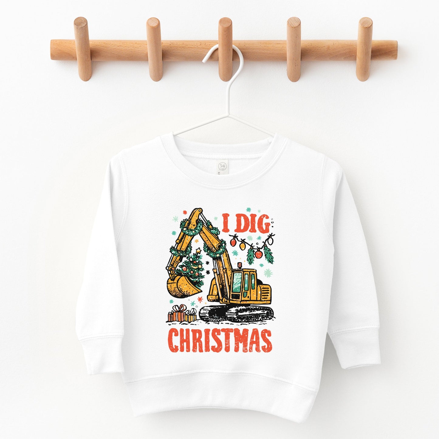 I Dig Christmas Excavator - Toddler Graphic Sweatshirt and Youth Graphic Sweatshirt