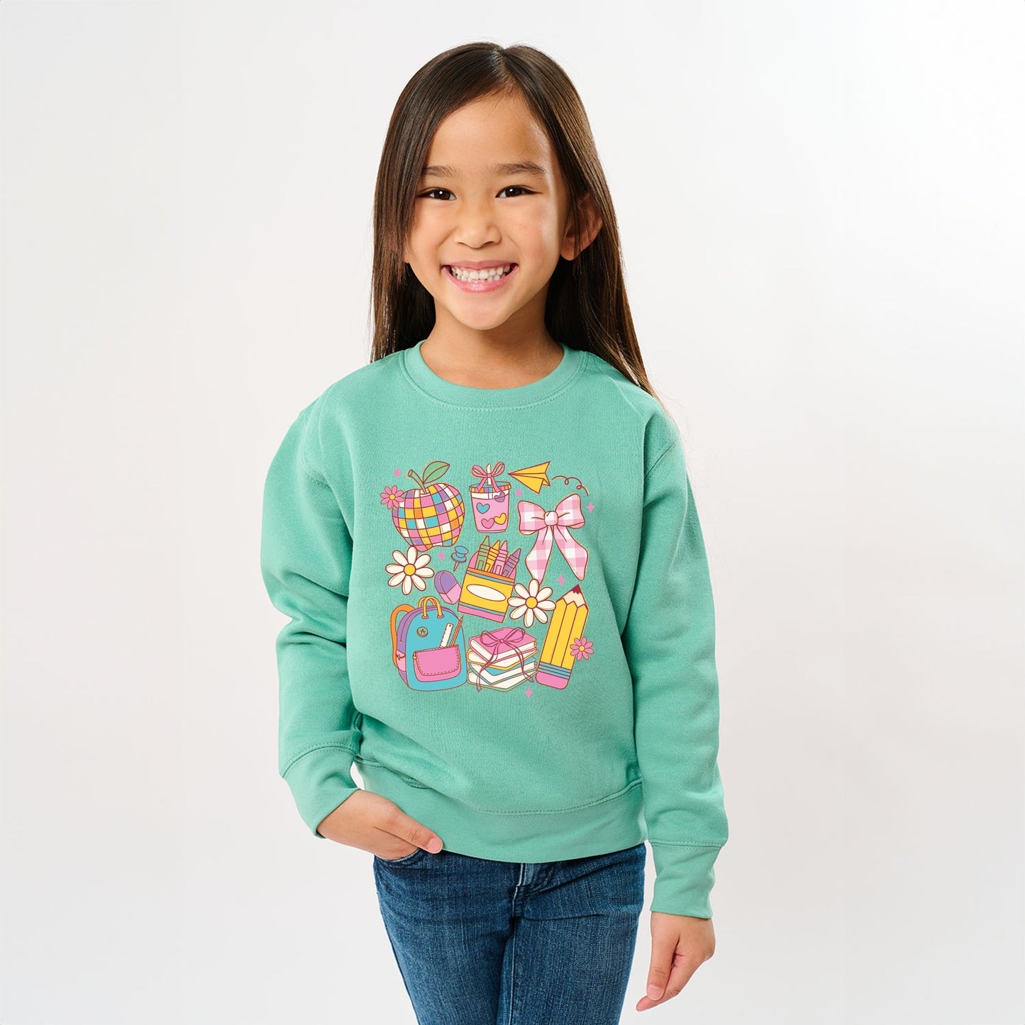 School Supplies Coquette - Kids Toddler Sweatshirt and Kids Youth Sweatshirt