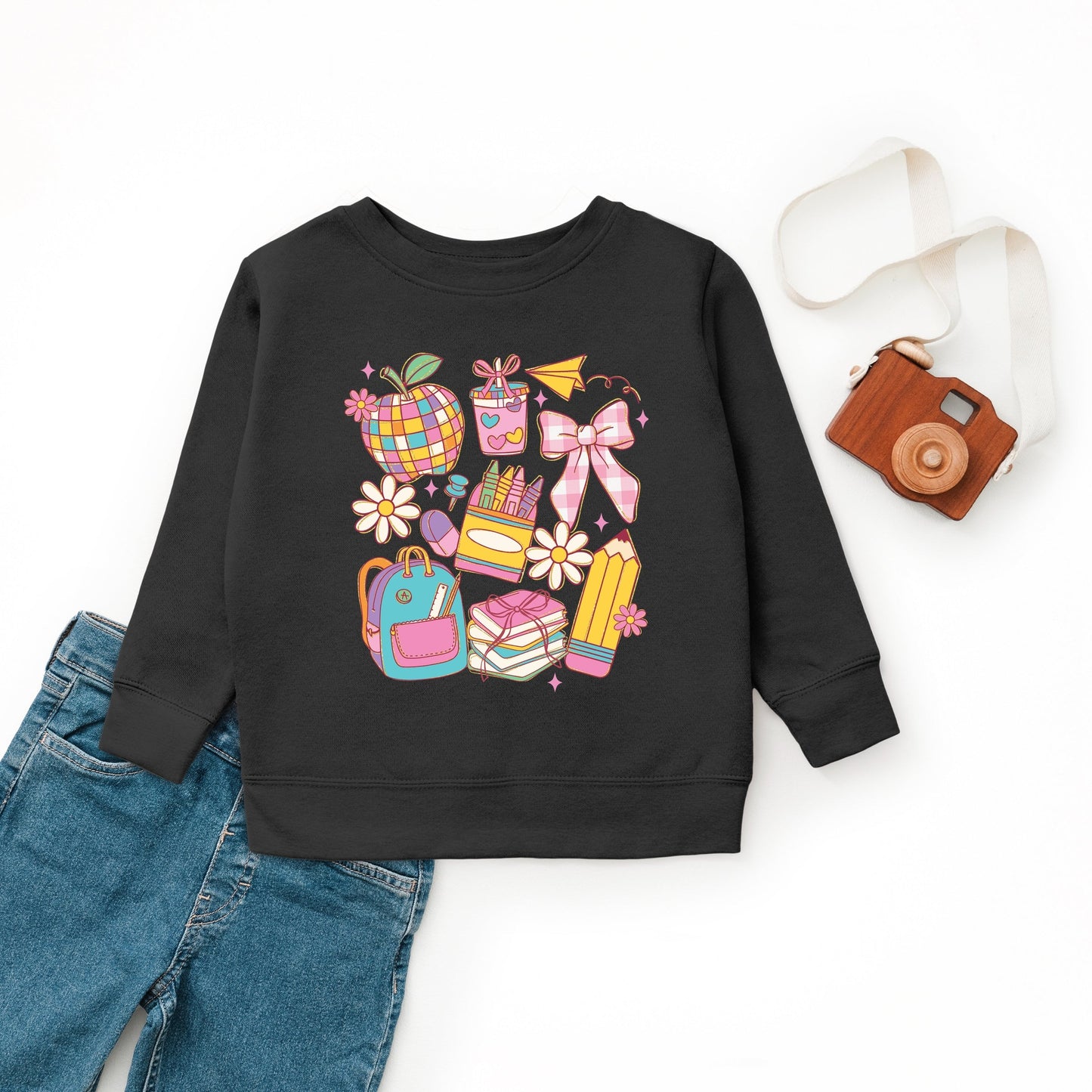School Supplies Coquette - Kids Toddler Sweatshirt and Kids Youth Sweatshirt