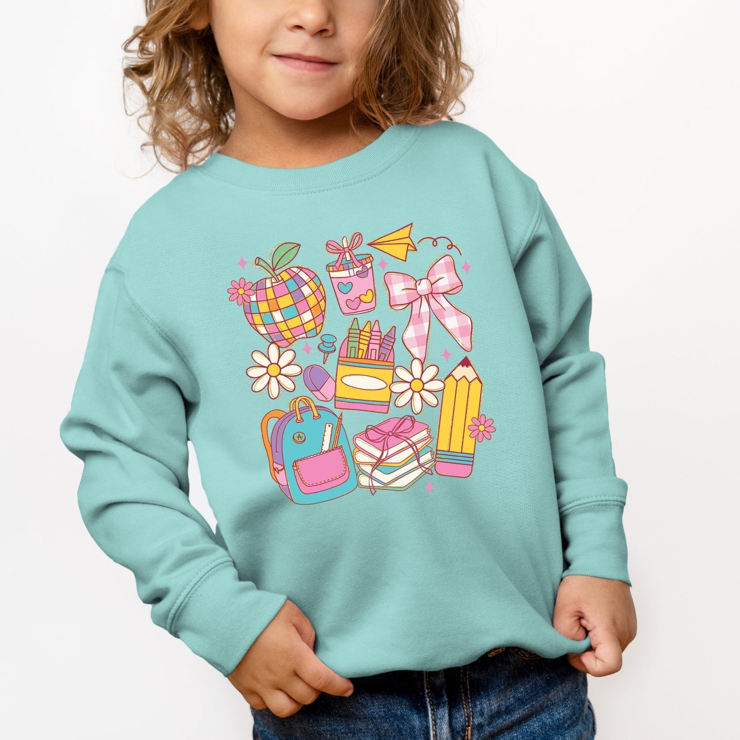 School Supplies Coquette - Kids Toddler Sweatshirt and Kids Youth Sweatshirt