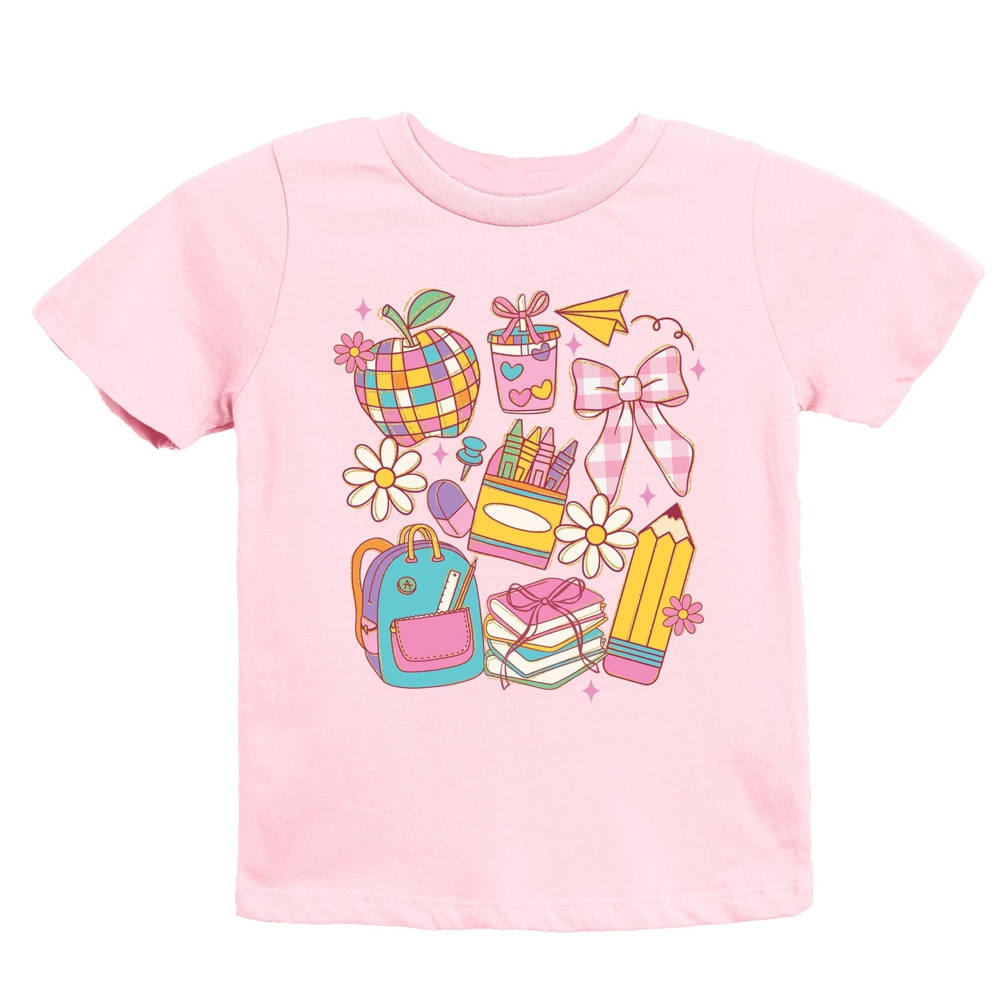 School Supplies Coquette - Kids Youth Short Sleeve Tee and Toddler Short Sleeve Tee