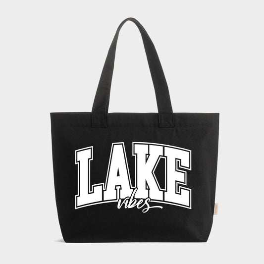Varsity Lake Vibes - Zippered Canvas Tote